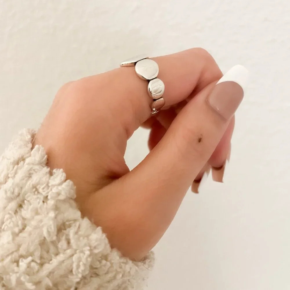 925 Sterling Silver Oval Ring Minimalist Ring Round Circle Ring Round Ring Band - Picture 9 of 10